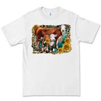 White Hereford Cow and Hereford Calf With Leopard Premium Tee - LillyAllenDesigns