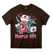 Chocolate Brown nurse gnomies nurse  life spring Heavy Core Tee - BarkalooDesign