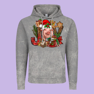 Joy Christmas With Pig Bbs Vintage Hoodie Designed By Bundleandbundleshop