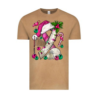 Vintage Camel Pink Christmas Breast Cancer Ribbon Volleyball Vintage Tee - BundleAndBundleShop
