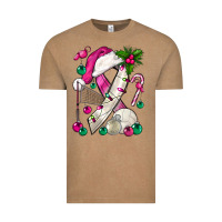 Vintage Coffee Pink Christmas Breast Cancer Ribbon Volleyball Vintage Tee - BundleAndBundleShop