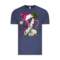 Vintage Denim Pink Christmas Breast Cancer Ribbon Volleyball Vintage Tee - BundleAndBundleShop