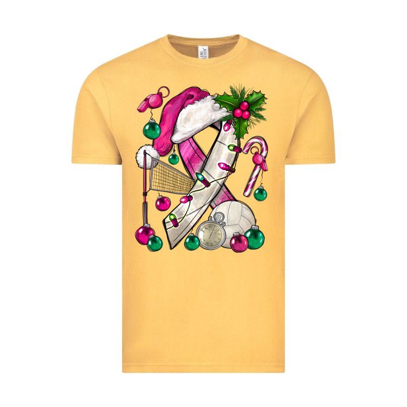 Pink Christmas Breast Cancer Ribbon Volleyball Vintage Tee by BundleAndBundleShop | Teevron
