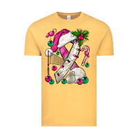 Vintage Mustard Pink Christmas Breast Cancer Ribbon Volleyball Vintage Tee - BundleAndBundleShop
