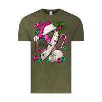 Vintage Olive Pink Christmas Breast Cancer Ribbon Volleyball Vintage Tee - BundleAndBundleShop