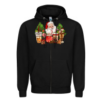 Black christmas santa coffee cups Zipper Hoodie - CowGirlArtShop
