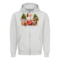 Dove Grey christmas santa coffee cups Zipper Hoodie - CowGirlArtShop