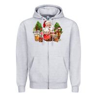 Heather Grey christmas santa coffee cups Zipper Hoodie - CowGirlArtShop