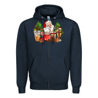 Navy christmas santa coffee cups Zipper Hoodie - CowGirlArtShop