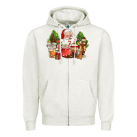 Oatmeal Heather christmas santa coffee cups Zipper Hoodie - CowGirlArtShop
