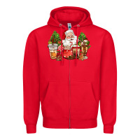 Red christmas santa coffee cups Zipper Hoodie - CowGirlArtShop