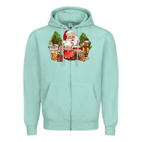 Seafoam christmas santa coffee cups Zipper Hoodie - CowGirlArtShop