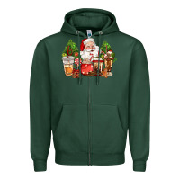 Sports Green christmas santa coffee cups Zipper Hoodie - CowGirlArtShop
