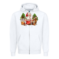 White christmas santa coffee cups Zipper Hoodie - CowGirlArtShop