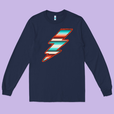 Teal And Orange Serape Lightning Long Sleeve Tee Designed By Bettercallsaul