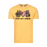 Vintage Mustard peace love pitbull Vintage Tee - JahusDesignShop
