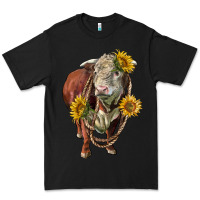 Black hereford bull rope and sunflowers Premium Tee - LillyAllenDesigns