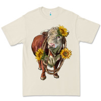 Bone hereford bull rope and sunflowers Premium Tee - LillyAllenDesigns