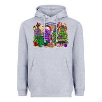 Heather Grey Christmas Louisiana Mardi Gras trees Heavyweight Hoodie - FaDigitalArtStudio
