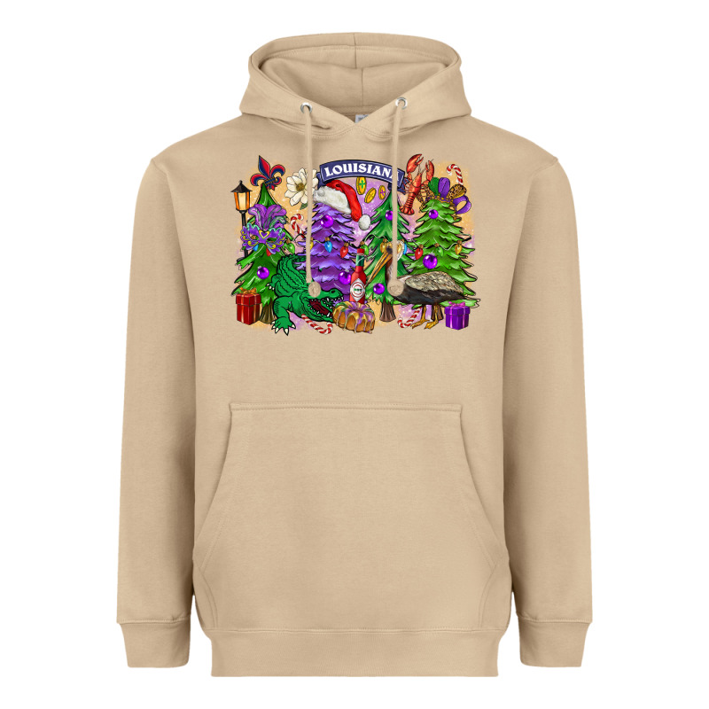 Christmas Louisiana Mardi Gras Trees Heavyweight Hoodie by FaDigitalArtStudio | Teevron