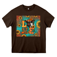 Chocolate Brown love autumn cow Heavy Core Tee - Jasminsmagicworld