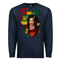 Navy Free-ish since 1865 black woman Premium Sweatshirt - FaDigitalArtStudio