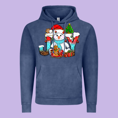 Joy Christmas With Snowman Bbs Vintage Hoodie Designed By Bundleandbundleshop