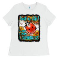 White Western Just A Girl Who Loves Ladybug Ladies Tee - LillyAllenDesigns