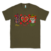 Army Green Peace Love Dia De Los Muertos Classic Tee - BundleAndBundleShop