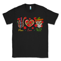Black Peace Love Dia De Los Muertos Classic Tee - BundleAndBundleShop