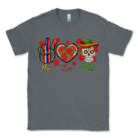 Charcoal Heather Peace Love Dia De Los Muertos Classic Tee - BundleAndBundleShop