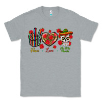 Heather Grey Peace Love Dia De Los Muertos Classic Tee - BundleAndBundleShop