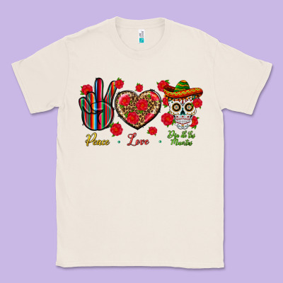 Peace Love Dia De Los Muertos Classic Tee Designed By Bundleandbundleshop