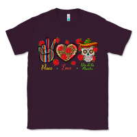Plum Peace Love Dia De Los Muertos Classic Tee - BundleAndBundleShop