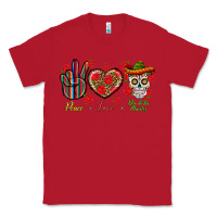 Red Peace Love Dia De Los Muertos Classic Tee - BundleAndBundleShop