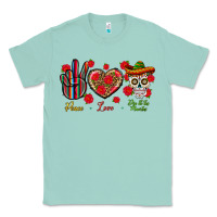 Seafoam Peace Love Dia De Los Muertos Classic Tee - BundleAndBundleShop