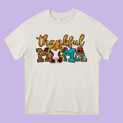Thankful Mama Baby Calf Heavy Core Tee Designed By Jasminsmagicworld