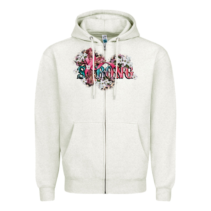 Strong Cancer Awareness 12 Inches 300 Dpi Zipper Hoodie by CowGirlArtShop | Teevron