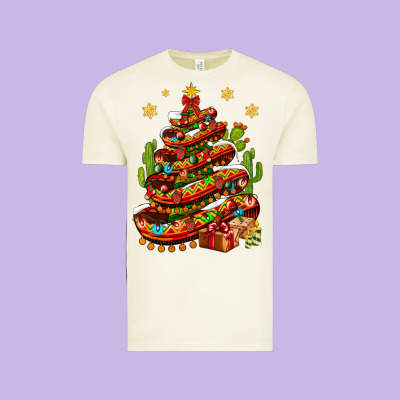 Christmas Feliz Navidad Sombrero Tree Vintage Tee Designed By Bundleandbundleshop