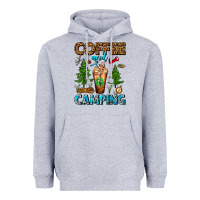 Heather Grey Coffee And Camping Frappe Heavyweight Hoodie - FaDigitalArtStudio