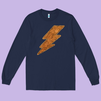 Western Vintage Pattern Lightning Long Sleeve Tee Designed By Bettercallsaul