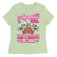 Matcha As a Aquarius Girl I was Born with My Heart on my Sleeve and a mouth Ladies Tee - Jasminsmagicworld