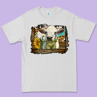 Charolais Heifer With Western Background Premium Tee Designed By Lillyallendesigns