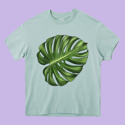 Monstera Leaf Heavy Core Tee Designed By Lillyallendesigns