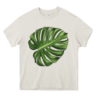 Cream Monstera Leaf Heavy Core Tee - LillyAllenDesigns