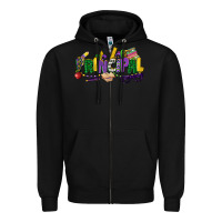 Black principal mardi gras cowgirl Zipper Hoodie - CowGirlArtShop