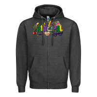 Charcoal Heather principal mardi gras cowgirl Zipper Hoodie - CowGirlArtShop