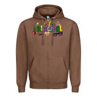 Chestnut principal mardi gras cowgirl Zipper Hoodie - CowGirlArtShop