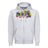 Heather Grey principal mardi gras cowgirl Zipper Hoodie - CowGirlArtShop