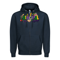 Navy principal mardi gras cowgirl Zipper Hoodie - CowGirlArtShop